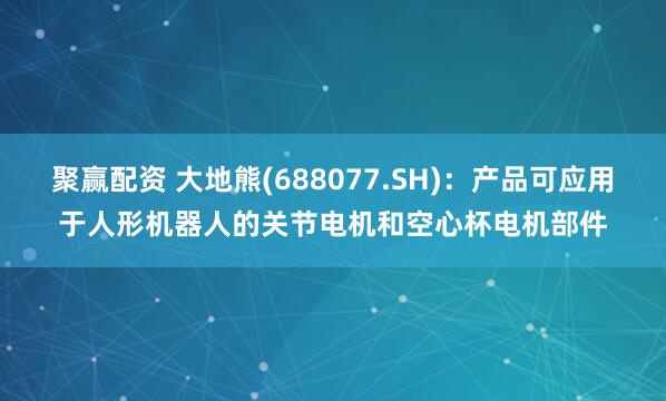 聚贏配資 大地熊(688077.SH)：產品可應用于人形機器人的關節電機和空心杯電機部件